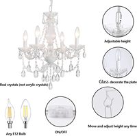 Lustre en verre cristal blanc à brancher, avec cordon transparent et interrupteur marche/arrêt, 4 lumières, suspension pour mariage, cuisine, salle à manger, hall d'entrée, mini