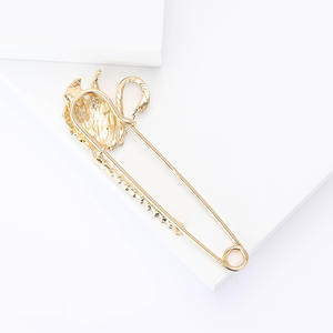 女性用ファッションカーディガンショールウェディング子供用合金ラインストーン白鳥ラペルピンブローチ - Product Image 5