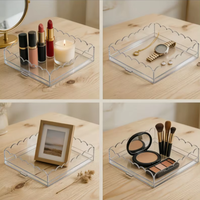 Plateau de service décoratif en acrylique pour photos, œuvres d'art, messages et serviettes – Panier de rangement portable pour usage en restaurant