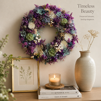 Guirlande florale naturelle mixte violette à suspendre à la porte, guirlande de fleurs éternelle écologique de haute qualité pour la décoration de Noël et saisonnière