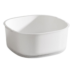 Double Layer Drain <b>Basket</b> <b>With</b> <b>Lid</b> Transparent White Oval Insect Proof Kitchen Vegetable Fruit Washing Basin - Product Image 2