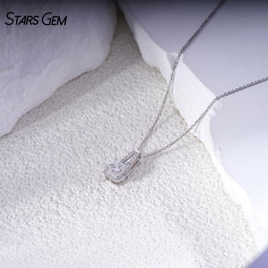 Starsgem 0.65ct Princess Cut DEF VS Lab Grown Diamond 18K Oro blanco sólido Collar con colgante de diamante unisex clásico - Product Image 3