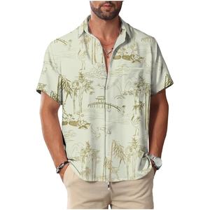 เสื้อเชิ้ตลำลองแขนสั้นติดกระดุมสำหรับผู้ชายเสื้อเชิ้ตลำลองสไตล์ฮาวายสำหรับฤดูร้อน - Product Image 4