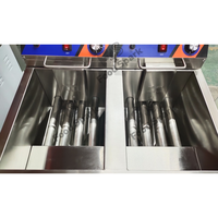 Ventes directes d'usine 18L + 18L Double réservoir Table Top Friteuse Gaz Équipement de cuisine commerciale Friteuse à gaz