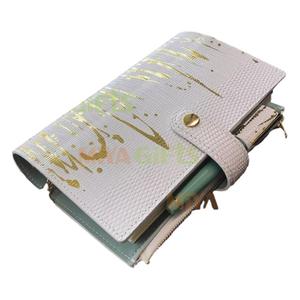 Housse dorée en cuir PU personnalisée, couture, à 6 anneaux, pour journal intime avec poche intérieure, <span class=keywords><strong>couverture</strong></span> pour planificateur en lézard, 1 pièce - Product Image 1
