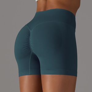 Shorts Deportivos de Mujer con Cintura Cruzada Acanalada, Efecto Push-Up, Antirozaduras, Alta Elasticidad, para Uso Diario, Casual, Running, Deporte y Ciclismo - Product Image 4