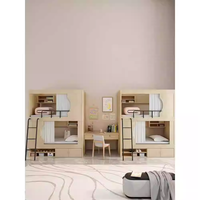 Lit superposé en forme de capsule spatiale, auberge de jeunesse, bois massif, double étage, dortoir haut et bas, appartement, lit complet