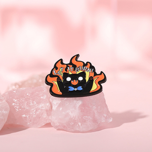 Let It <strong>Burn</strong> Angry Cat Badge Kawaii Arson Cat Enamel Pin Halloween Gift Accessories - Product Image 1