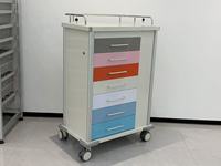 Carro de acero para vías respiratorias estrechas con 7 cajones de colores, gabinete para endoscopios con cerradura, frenos silenciosos y ruedas, carro de anestesia para UCI o uso general