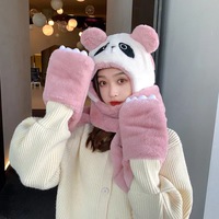 Ensemble bonnet et écharpe d'hiver personnalisé avec logo, bonnet chaud et épais avec oreilles d'ours mignonnes, bonnet en fourrure pour femmes et enfants avec écharpe et gants