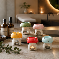 Nouveau diffuseur d'arômes en céramique en forme de champignon, chauffe-cire et brûleur d'huiles essentielles pour spa, yoga et méditation