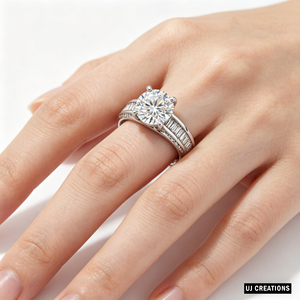 Anillo de Boda Personalizado de Plata Chapada en Oro de 14k con Diamante Cultivado en Laboratorio de 1.0 Quilates, Corte Brillante, Calidad VVS-VS, para Fiesta - Product Image 6