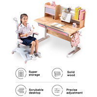 Table d'étude ergonomique moderne en bois massif blanc pour enfants, hauteur réglable, design de protection de la colonne vertébrale, écologique et durable pour chambre à coucher