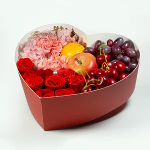 नई शैली अनुकूलित बड़े बड़े फूल लक्जरी मीठा फल चॉकलेट कागज पैकिंग दिल बक्से