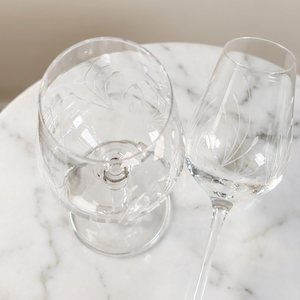 Verre à vin soufflé à la main gravé avec un motif floral, verres à cocktail à long pied transparents pour mariage, anniversaire, fête - Product Image 3