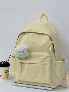 Sac à dos scolaire pour adolescents et lycéens, couleurs unies, motif floral rose et vert herbe - Product Image 6