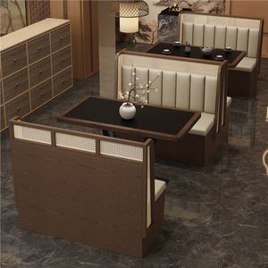 Sofá de <span class=keywords><strong>restaurante</strong></span> estilo chino, mesa de comedor de grado comercial con estructura de acero inoxidable y tablero de madera de caucho para casa de té o tienda de fideos - Product Image 2