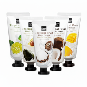 Crème pour les mains aux fruits tropicaux Farmstay, format mini 50 ml, hydratation intense pour peaux sèches, avocat et noix de coco, lot 1+1 en promotion - Product Image 1
