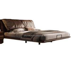 Cama Doble de Cuero Italiana de Lujo Ligero de 1.8m, Cama Flotante Moderna con Panel de Oreja de Elefante, Nueva Cama Matrimonial Subsidizada por el Gobierno - Product Image 6