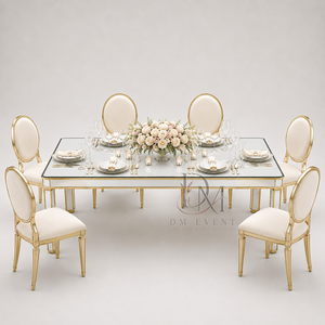 Mesa de Banquete Rectangular Premium de Acero Inoxidable con Superficie de Espejo y Patas con Panel de Espejo para Eventos y Bodas - Product Image 5