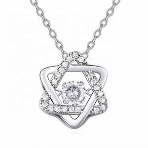 14K PVD oro placcato in acciaio inossidabile gioielli alla moda danza diamante zircone stella di David collana pendente per donna - Product Image 3