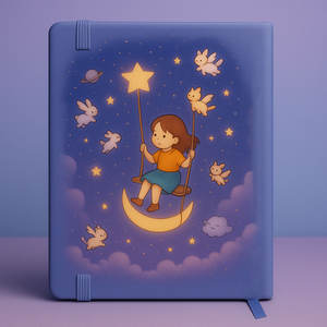 Diario de cuero con diseño de estrellas y luna de cuento de hadas para niñas - Product Image 2