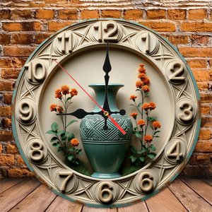 Round Wooden <b>Wall</b> <b>Clock</b> 25x25Cm Quiet Quartz Hotel Lobby Decor <b>Clock</b> - Product Image 5