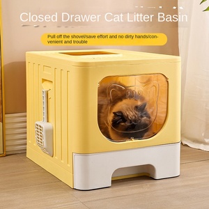 Bac à <span class=keywords><strong>litière</strong></span> pour <span class=keywords><strong>chat</strong></span> de type tiroir fermé de grand espace avec pelle Changement de sable facile sans mains sales Produit accessoire - Product Image 2