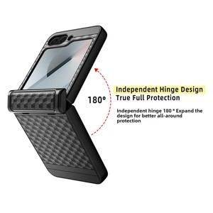 เหมาะสำหรับ Samsung Galaxy Z Flip 6: เคสโทรศัพท์แบบพับได้ลายลูกบาศก์ พร้อมการป้องกันบานพับแบบสปริง ช่วยป้องกันการตกกระแทก - Product Image 3