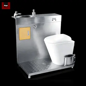 Kuge stainless steel rv toilet for bus one piece motor home western type of toilet bowl with sink