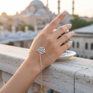 Circle Shape Finger <b>Bracelet</b> Wholesale Turkish Handmade 925 Silver Finger <b>Bracelet</b> for Women Jewelry - Product Image 3