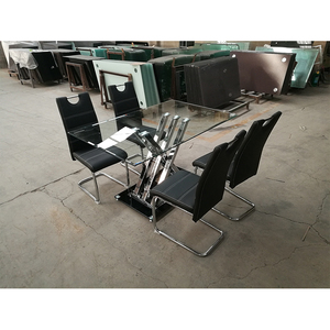 Giao Hàng Nhanh Cổ Phiếu Hiện Đại Tempered <span class=keywords><strong>Glass</strong></span> Bàn Ăn Bộ 6 Ghế Phòng Ăn Bộ - Product Image 2