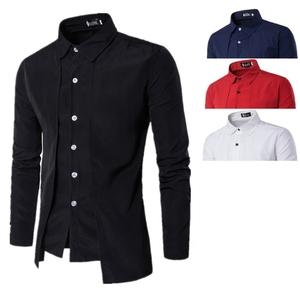 <span class=keywords><strong>Camisa</strong></span> de manga larga con <span class=keywords><strong>cuello</strong></span> de solapa falso para hombre, <span class=keywords><strong>camisa</strong></span> informal de Color sólido con botones, estilo de corte, novedad de 2022 - Product Image 2