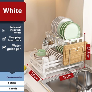 Scolapiatti Pieghevole a 2 Livelli, Design Moderno, da Appoggio per Cucina, con Vassoio Raccogligocce, Multifunzionale, Vendita Diretta dalla Fabbrica - Product Image 6