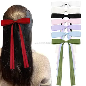 Wholesale Fashion Simplicity Solid Color Ponytail Hair Clips Women Bow Tassel Metal hairpin Girls