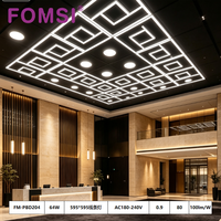 Panneau de plafond ultra fin FOMSI 64W carré 595x595mm, panneau lumineux LED encastré, éclairage de bureau commercial à économie d'énergie