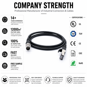 Connecteur étanche M12 X <span class=keywords><strong>Code</strong></span> 8 broches <span class=keywords><strong>RJ45</strong></span> pour câble Ethernet, transmission de signal de surveillance industrielle - Product Image 2