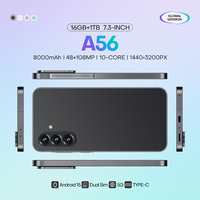 Desain Baru 2026 A56 Bingkai Aluminium 7.3'' Tipis 5g 16+1tb 5000mah 108mp Makro  90hz Smartphone  5g Smartphone