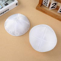 Groothandel Prachtige Witte Traditionele Joodse Kap Kippah Op Maat Gemaakt Etnische Hoed voor Mannen en Jongens One Size Fits All Verpakking van 5