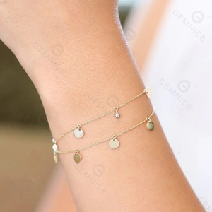 Conjunto de Collar y Pulsera Gemnel Minimalista con Cadena Delgada y Colgante de Moneda Plana para Mujer - Product Image 6