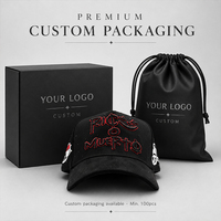 Gorra de Béisbol Personalizada con Pedrería, Forro de Satén, 5 Paneles, Bordado 3D, Logotipo Personalizado, Gorras de Gamuza, Gorras Xcap Viacrucis, Gorra Negra