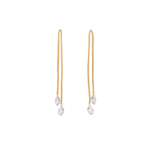 Boucles d'oreilles pendantes tendance en acier inoxydable 316L plaqué or PVD, durables et résistantes, avec longues pampilles en cristal, bijoux statement - Product Image 2