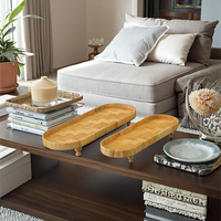 Décor de ferme paniers de rangement de forme ovale de luxe plateaux décoratifs en rotin naturel faits à la main plateau de service de fruits en osier ensemble de 2