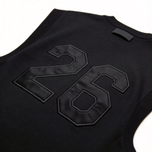 XUCHANG T-shirt Senza Maniche con Logo Personalizzato, Design Originale, Vestibilità Oversize, Ricamata, 100% Cotone, Canotta <span class=keywords><strong>a</strong></span> Costine per <span class=keywords><strong>Uomo</strong></span> - Product Image 4