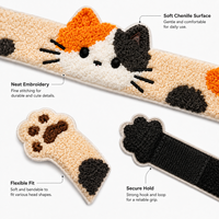 Pince à cheveux personnalisée style japonais avec broderie de chat et bande auto-agrippante, support de franges animaux personnalisé, vente en gros