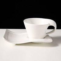 WEIYE : Tasse à café et soucoupe en céramique blanche de 80 à 330 ml, article de tasse à café et soucoupe avec logo, tasse à thé en porcelaine, soucoupe, cuillère