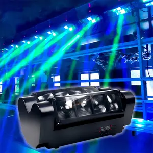 HONGHE High Quality Control Mini Spider Light Dj Stage Beam Lights 8pcs*3w Rgbw 4in1 Moving Head Stage Lighting Equipment