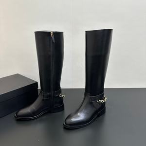 Customized luxurious women's height-increasing waterproof long pants with chain decorations in black style high <b>boots</b> for - Product Image 1