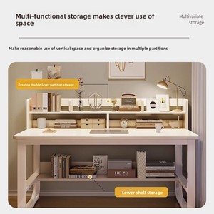 <span class=keywords><strong>Escritorio</strong></span> de Computadora Moderno y Sencillo para Oficina con Estantería Integrada y Estantes para Dormitorio, Oficina o Estudio - Product Image 3