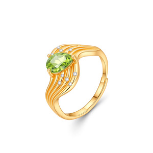 Anillo de Dedo Ajustable de Plata 925 Chapado en Oro con Piedras Naturales en Forma de Pera de 4*6mm, Antideslustre, Joyería para Fiestas - Product Image 1